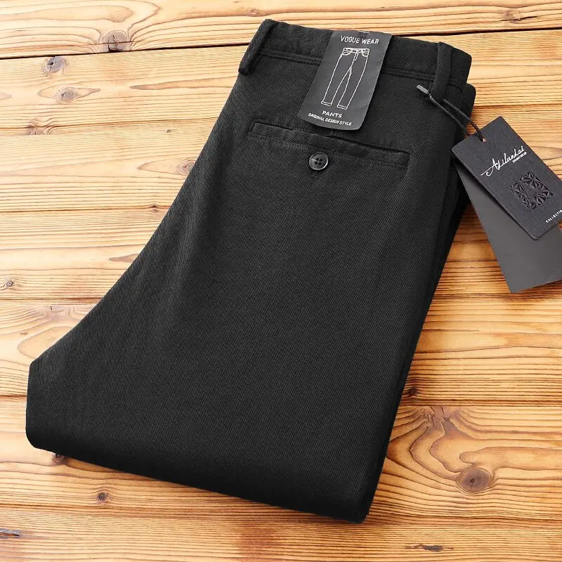 

Autumn and winter twill all straight long pants high-end cotton elastic new brushed men's casual pants