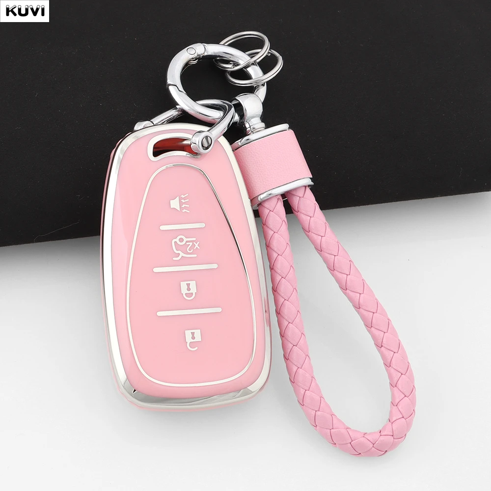 TPU Autoschlüssel-Hülle für Chevrolet Chevy Malibu Equinox Traverse Camaro Cruze Blazer 4-Tasten Smart Key Schlüsselanhänger