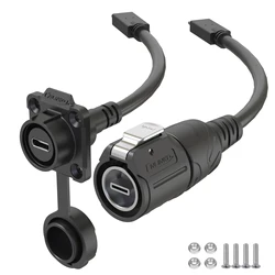 CNLINKO Waterproof IP67 Circular Type-C Port 5A Fast Charging Connector USB 3.1 Data Sync Extension Cord 0.5M/1M for Industrial