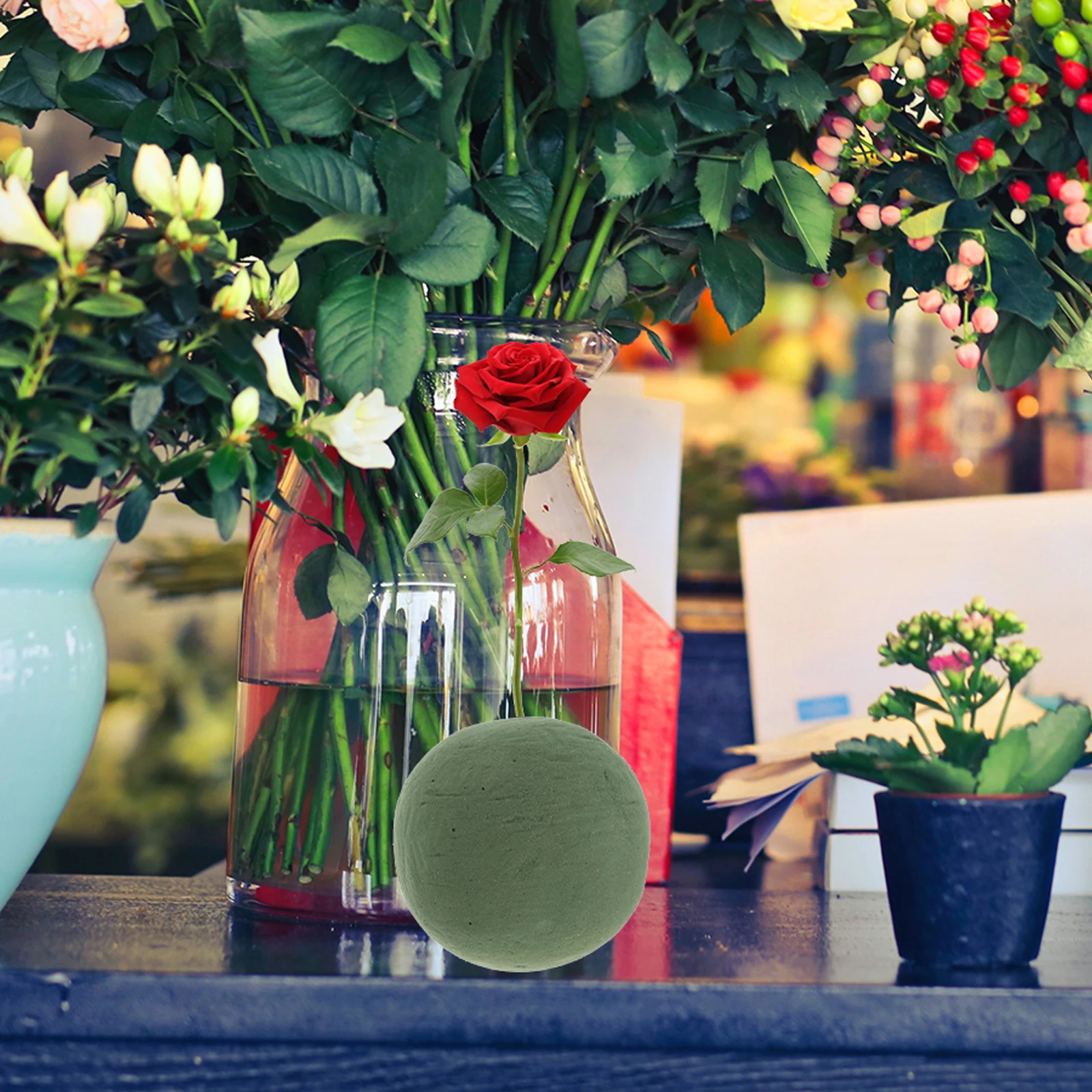 

3pcs Green Foam Blocks Sphere Sponge for Floral Arrangement Eco-Friendly Floral Base Supplies Strong Water Absorption for Home