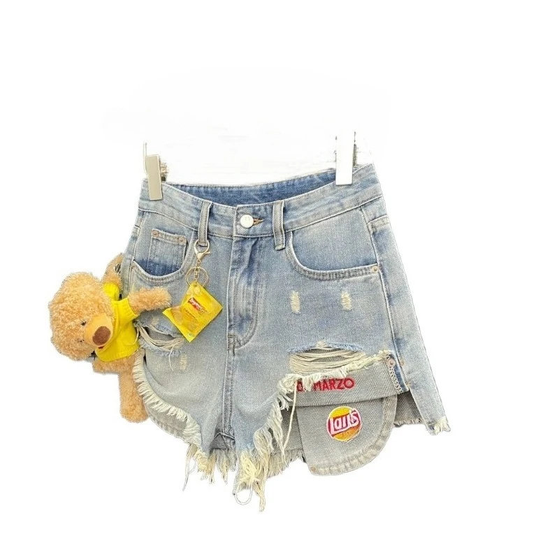 New Ripped Summer Slimming 2026 Fringed Hot Girl High-waisted Denim Shorts Loose Hot Pants Ins 3D Figure  Age Reduction Jeans