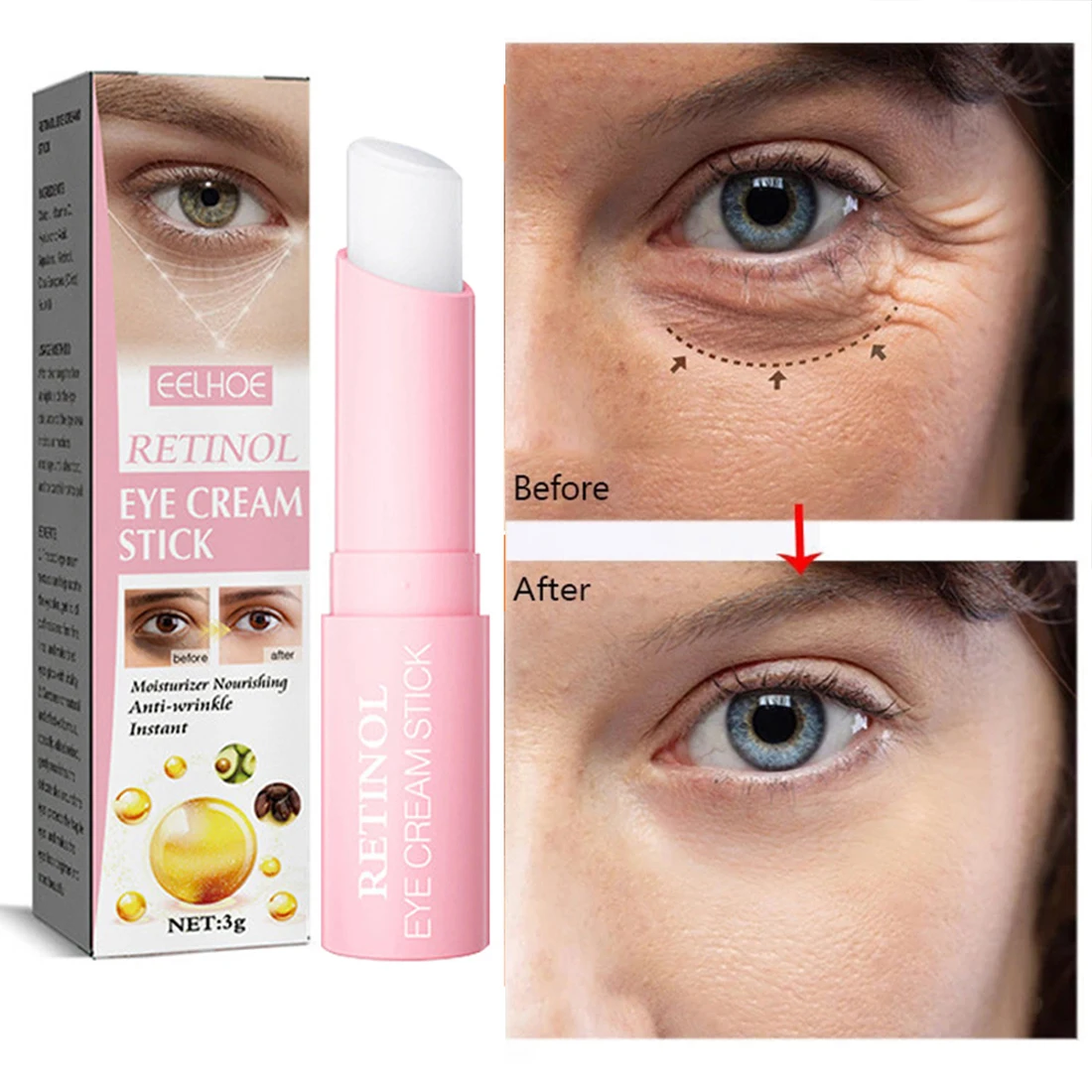 Crema para los ojos con Retinol, crema hidratante para eliminar ojeras, arrugas, belleza, salud, Cosméticos Coreanos