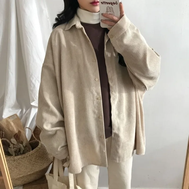 XEJ Corduroy Shirt Women\'s Long Sleeve Top Women\'s Outerwear Women\'s Autumn Coat Korean Fashion Brand Clothing