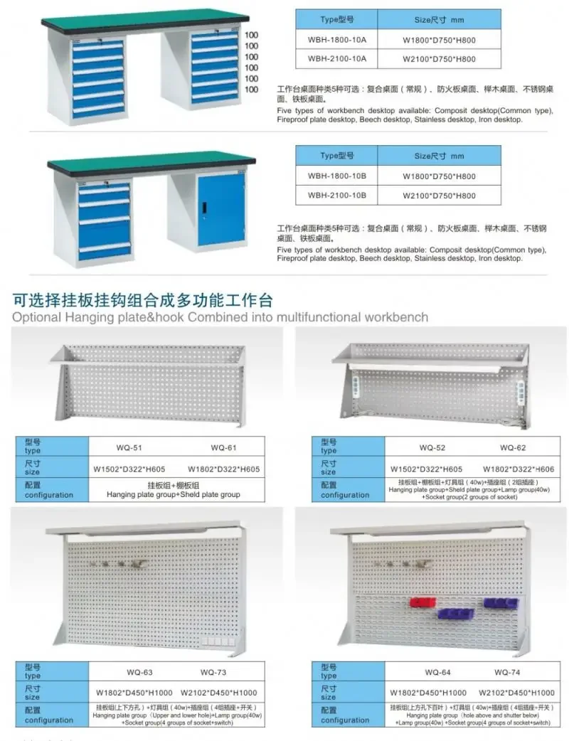 Steel Heavy Duty ESD Workbench Work Table Workshop Workstation Workbench With Drawers