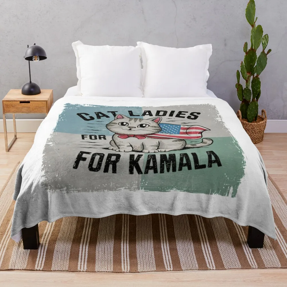 Cat ladies for kamala Throw Blanket Soft Plaid Soft Beds Blankets