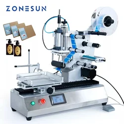 ZONESUN ZS-TB180 Etichettatrice semiautomatica da tavolo per superfici piatte Scatola per carte Bottiglia quadrata Applicatore di etichette per bottiglie cosmetiche