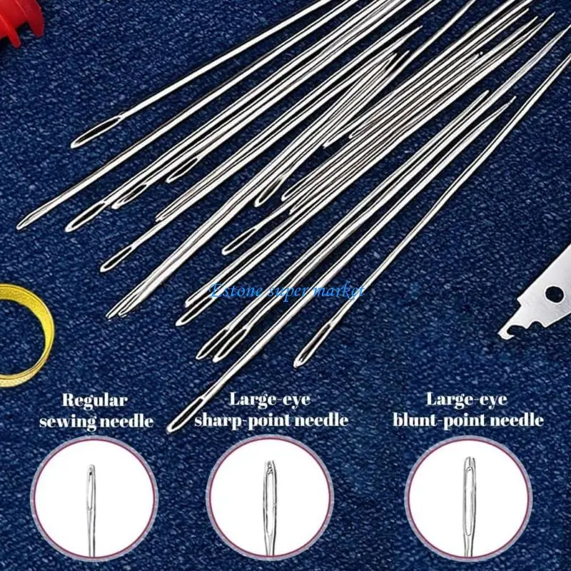 d'aiguilles à coudre résistantes à rouille 090B, pour toile jean divers projets artisanaux, outil d'enfilage à