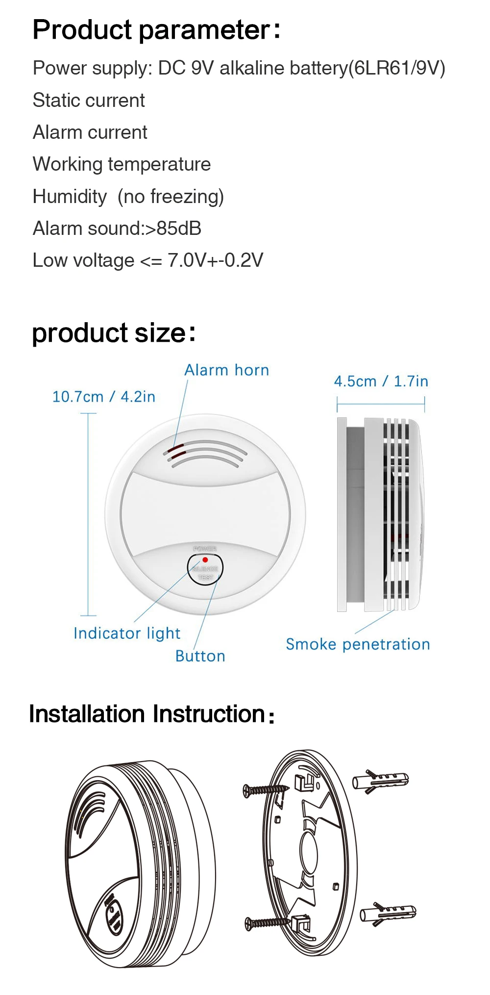 Independent Smoke Detector Sensor Fire Alarm Home Security System Firefighters Work With Tuya WiFi Smoke Alarm Fire Protection