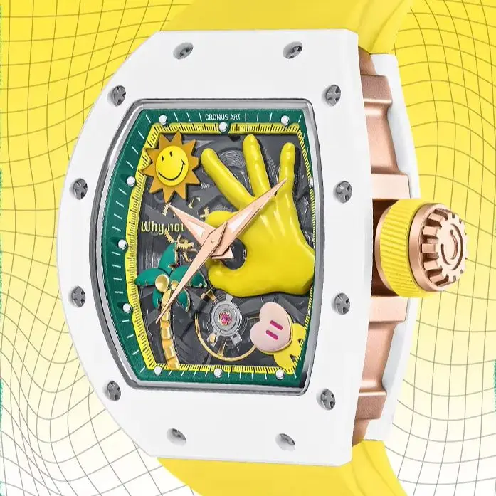 ساعة كرونوسارت أوتوماتيكية للرجال 50 ملم ساعة يد ميكانيكية تونيو علبة سيراميك مينا ميكرو سكولتور (SN1089)