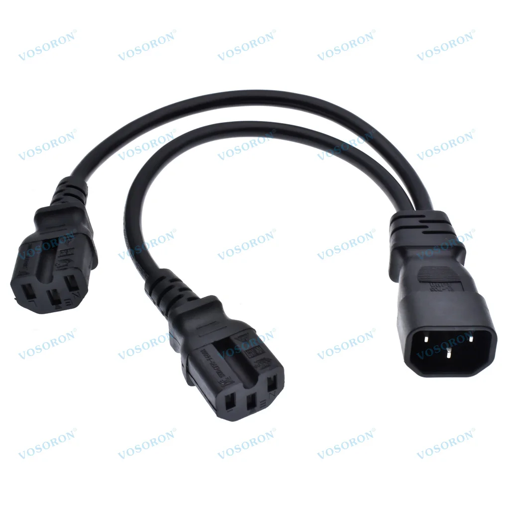 IEC320 C14 to Dual Socket C15+C15 Y Splitter Power Adapter Cable,Dual C15 Female to C14 Male PDU Style Computer AC Power Cable