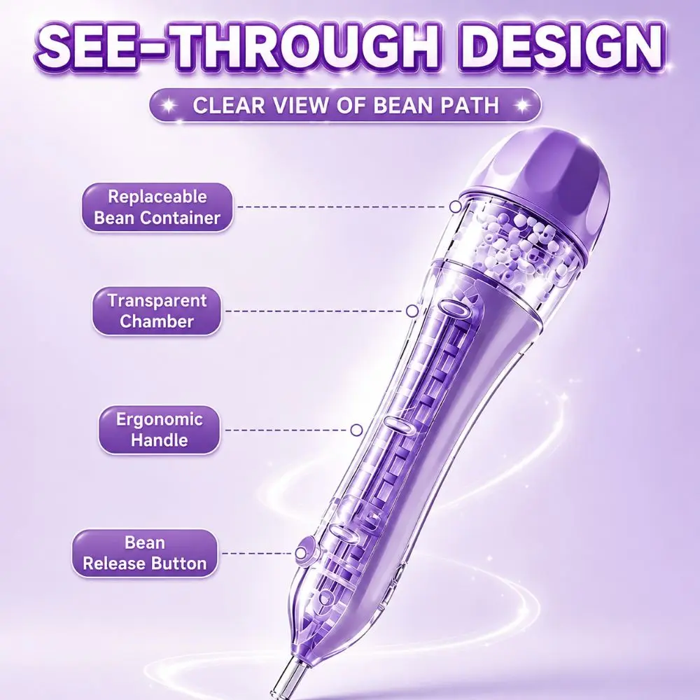 Press Type Perler Bead Shaking Pen Ergonomic with 5 Replaceable Bead Storage Pods DIY Fuse Bead Helper Tool