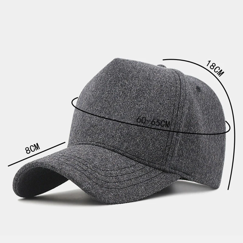 Adult Large Size Full Closed Woolen High Top Baseball Cap Unisex Oversize Big Head Plus Size Fitted Felt Winter Baseball Cap image 6