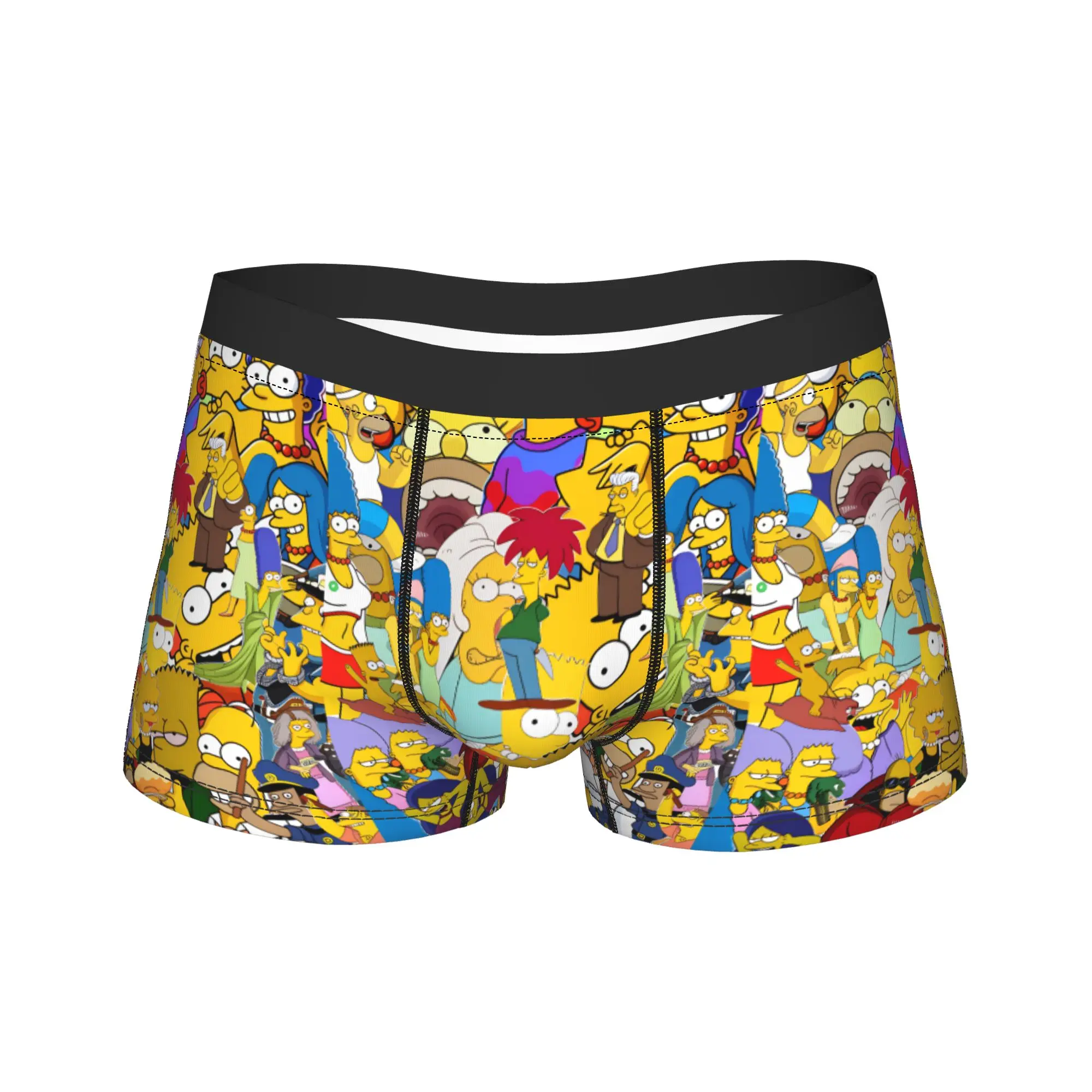 S-Simpsons Cartoon Characters Group Shorts Briefs  Underwear Hot Sale Male Breathable Boxer Shorts Pattern Plus Size Panties