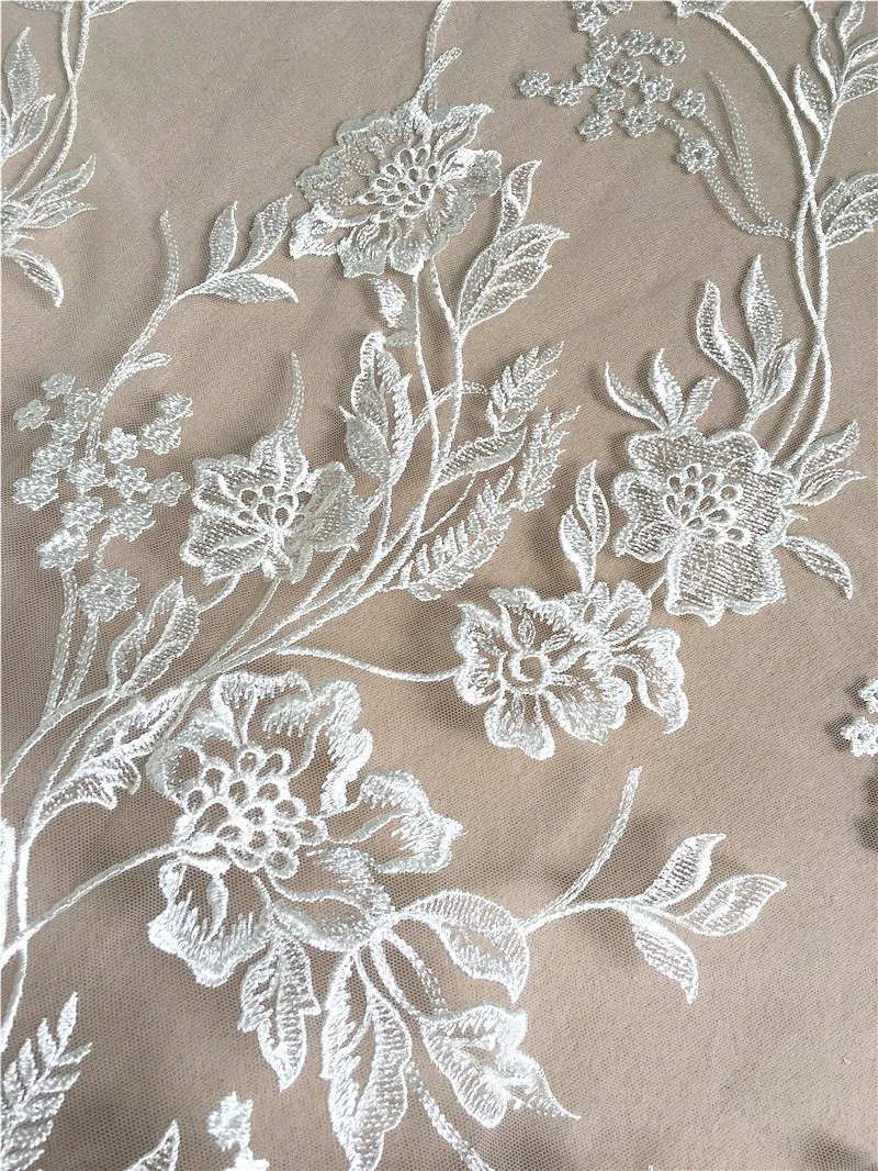 Embroidery Lace Fabric with Sequins, Wedding Dress Fabric, Flower Duolei Si, DIY Accessories, RS316