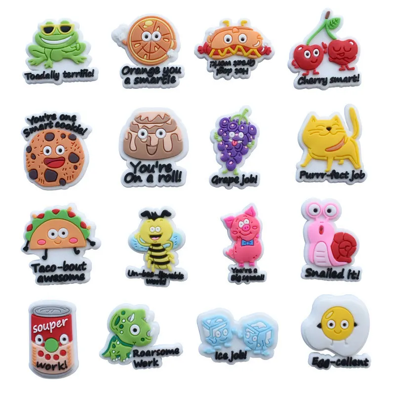 16pcs Best Selling 3D Fruit Shoe Fittings Flexible PVC Fit Clogs Slides Papaya Longan Fig Teen Casual Hole Shoe Charms