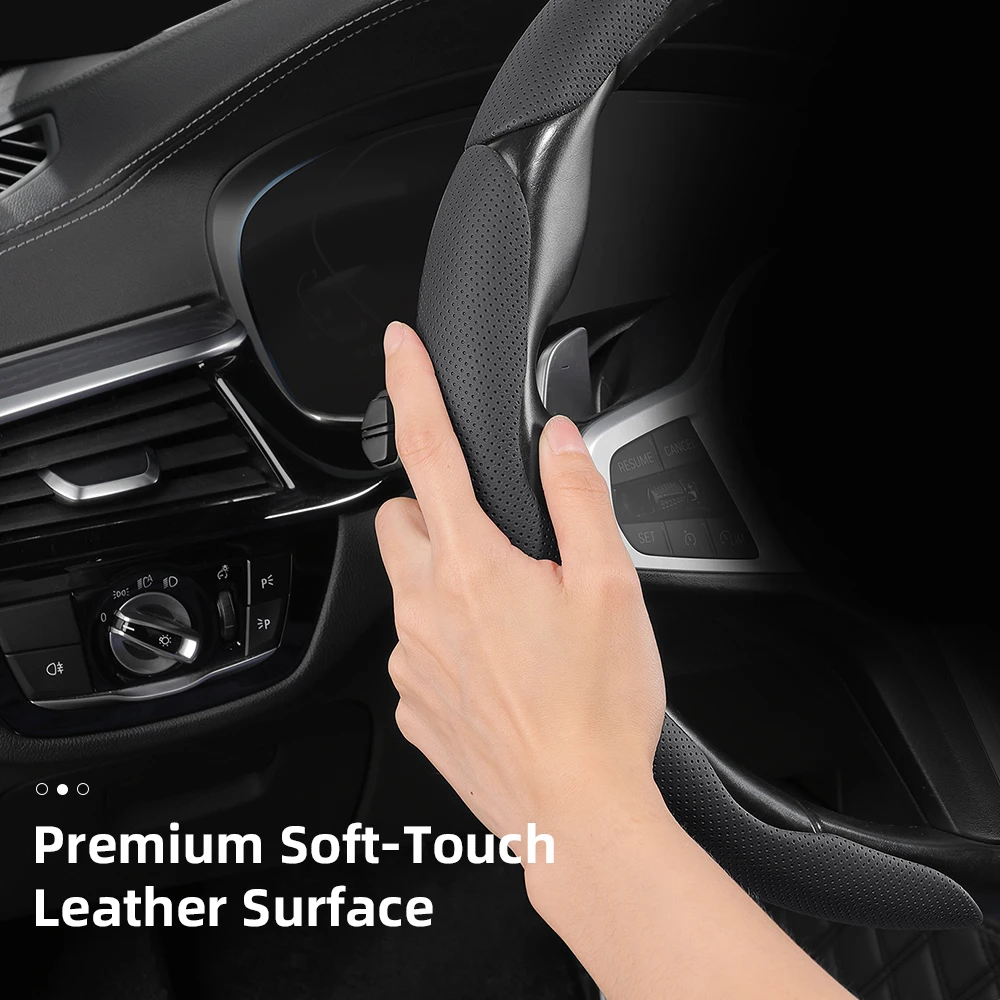 Suitable for Alfa Romeo Breathable Leather Steering Wheel Cover with Segmented Quick-Release Design, Non-Slip and Durable, Giulia 952 Stelvio 949 147 Mito Giulietta Tonale 965 Sprint 159 Quadrifoglio Black