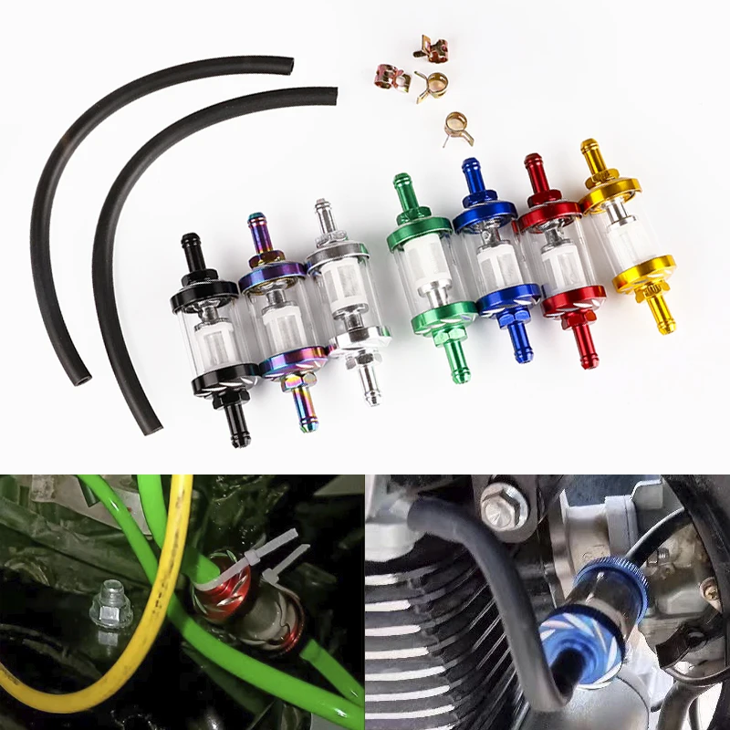 Motorcycle ATV Universal Fuel Filter, Washable Filter for Gasoline Fuel Lines, Compatible with 50CC-500CC Motorcycles and ATVs