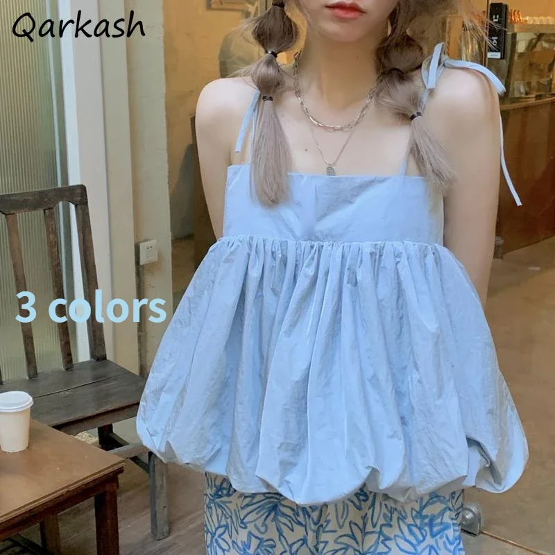 

Камзол женский однотонный свободный летний кавайный бандажный 3-цветный милый дизайн для отдыха Chic Mujer мягкий укороченный топ популярная одежда Ins New