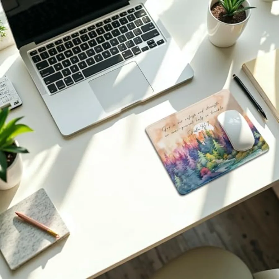 Watercolor Forest Christian Mouse Pad, Psalm 46:1Bible Verse Mouse Pads Mousepad for Desk Home Office Dorm Computers Laptop, Re
