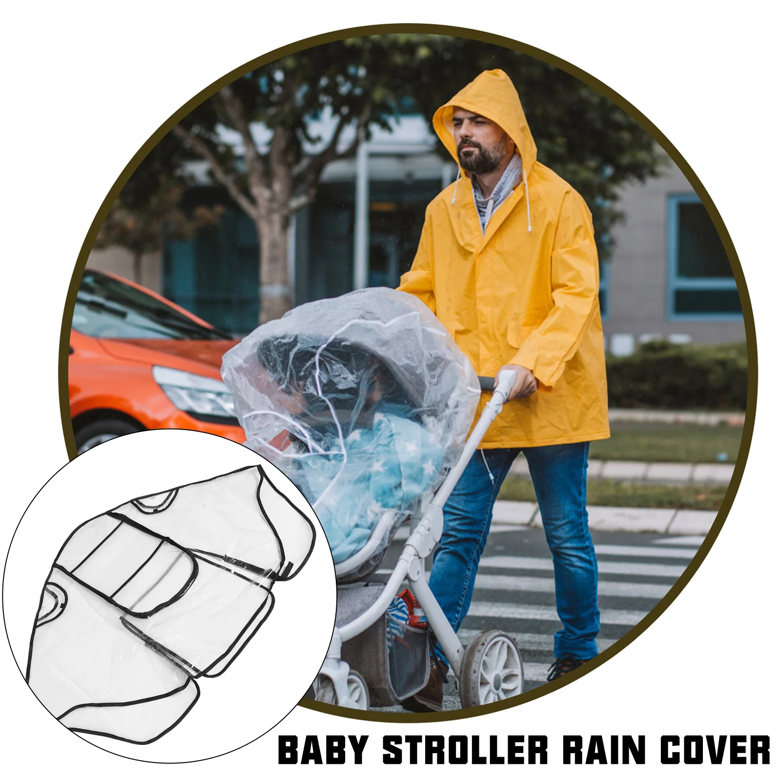 Cubierta impermeable a prueba de viento para cochecito de bebé, cubierta para lluvia, redes de ventilación universales de visibilidad clara, cubierta para cochecito de fácil instalación y limpia