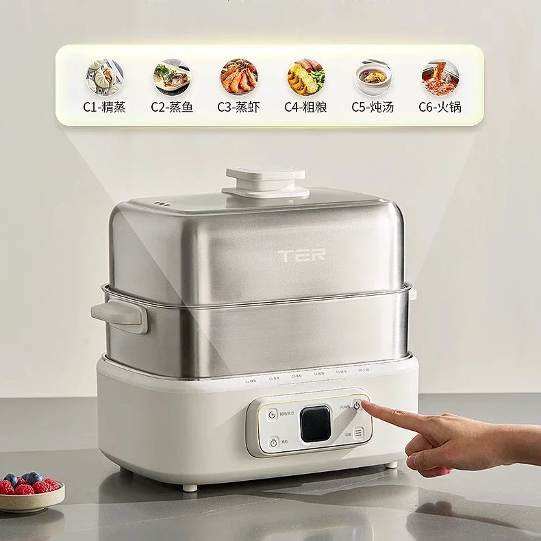 Electric steamer All stainless steel household multi-functional three-layer large-capacity cooking integrated pot New