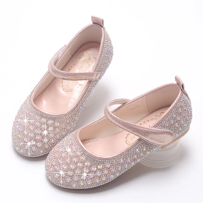 

Spring and Autumn New Children's Leather Shoes Soft Sole Anti slip Girls' Princess Shoes Baby Girls' Crystal Performance Shoes
