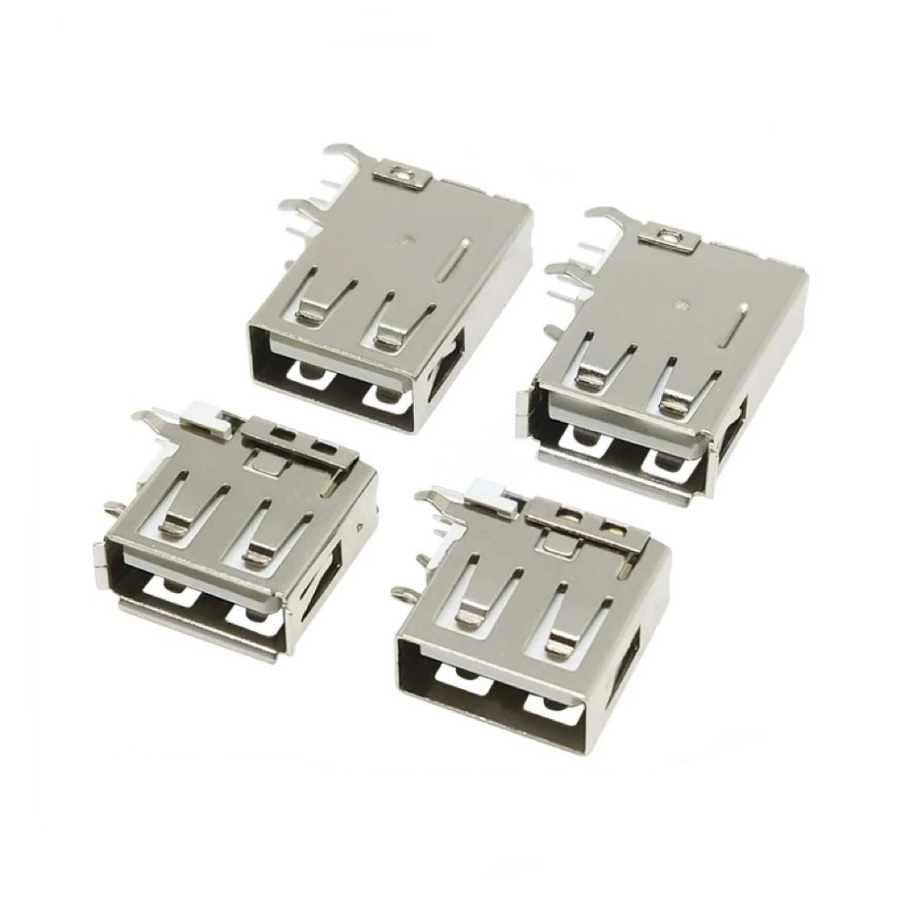 10pcs USB 2.0 A Female PCB Mount Socket Connector USB Vertical Side Inser Female Jack Connector Long/Short Type 90 Degree