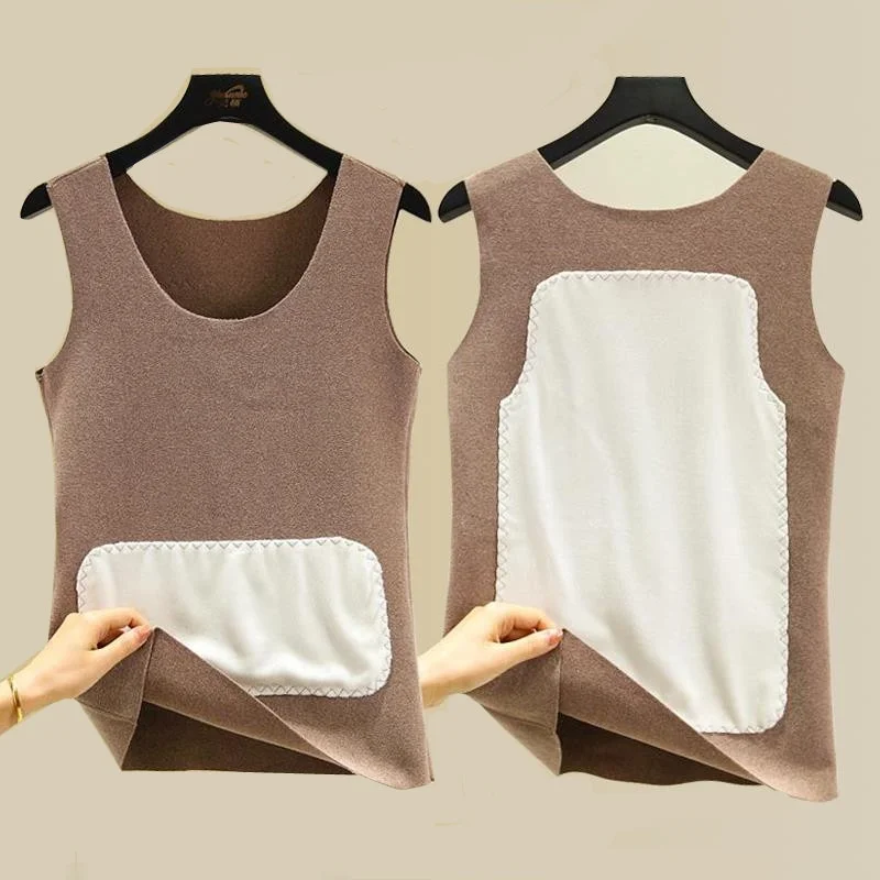 Women's Thermal Double-Faced Fleece Vest Thickened Fleece Lined Inner Wear Dervo Vest  Color Commute Style plus Size