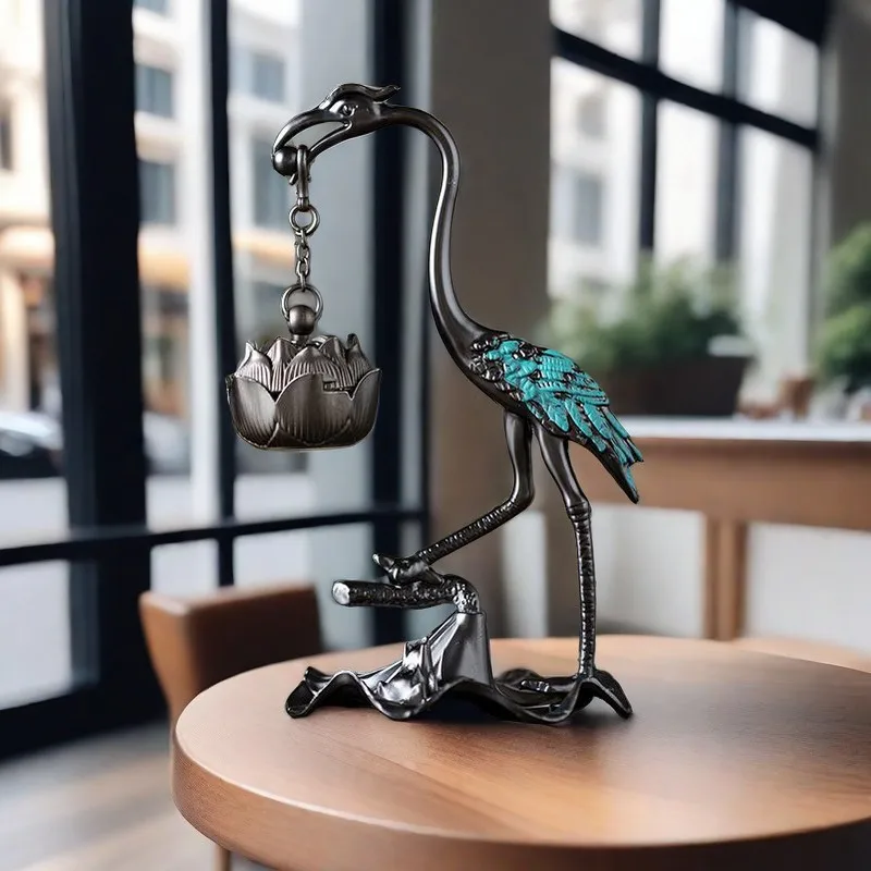 Small Crane Incense Burner Lotus Hanging Stove Creative Home Decor Indoor Small Incense Burner Crane Aromatherapy Burner