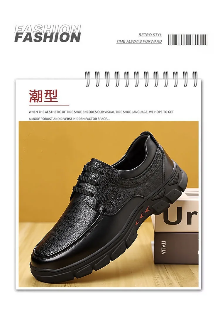 Herren Business-Schuhe mit weicher Sohle, rutschfest, strapazierfähig, Schnürschuhe aus Leder im britischen Stil, lässige, trendige Vater-Schuhe – Detail 7