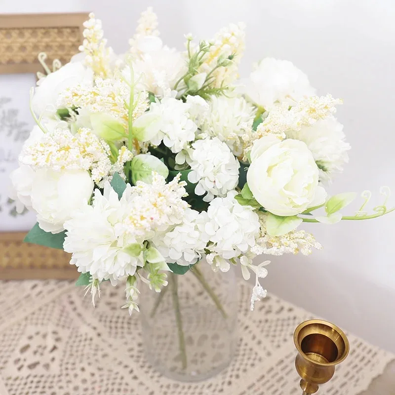Artificial Flowers Pink Silk Bride Bouquets Peony Wedding Supplies Home Room Garden Decoration Fake Floral Valentine\'s Day Gifts