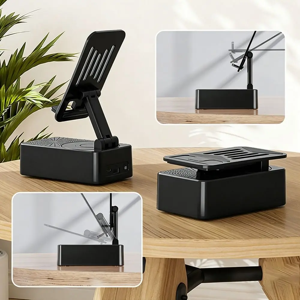 

Foldable Smart Rotating Phone Stand Portable Adjustable Lazy Stand Dual Speaker Rack Multifunctional
