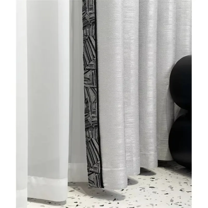 Wholesale Luxury Custom Modern Window Drapes Solid Wave Curtains for Bedroom and Living Room Woven Technique