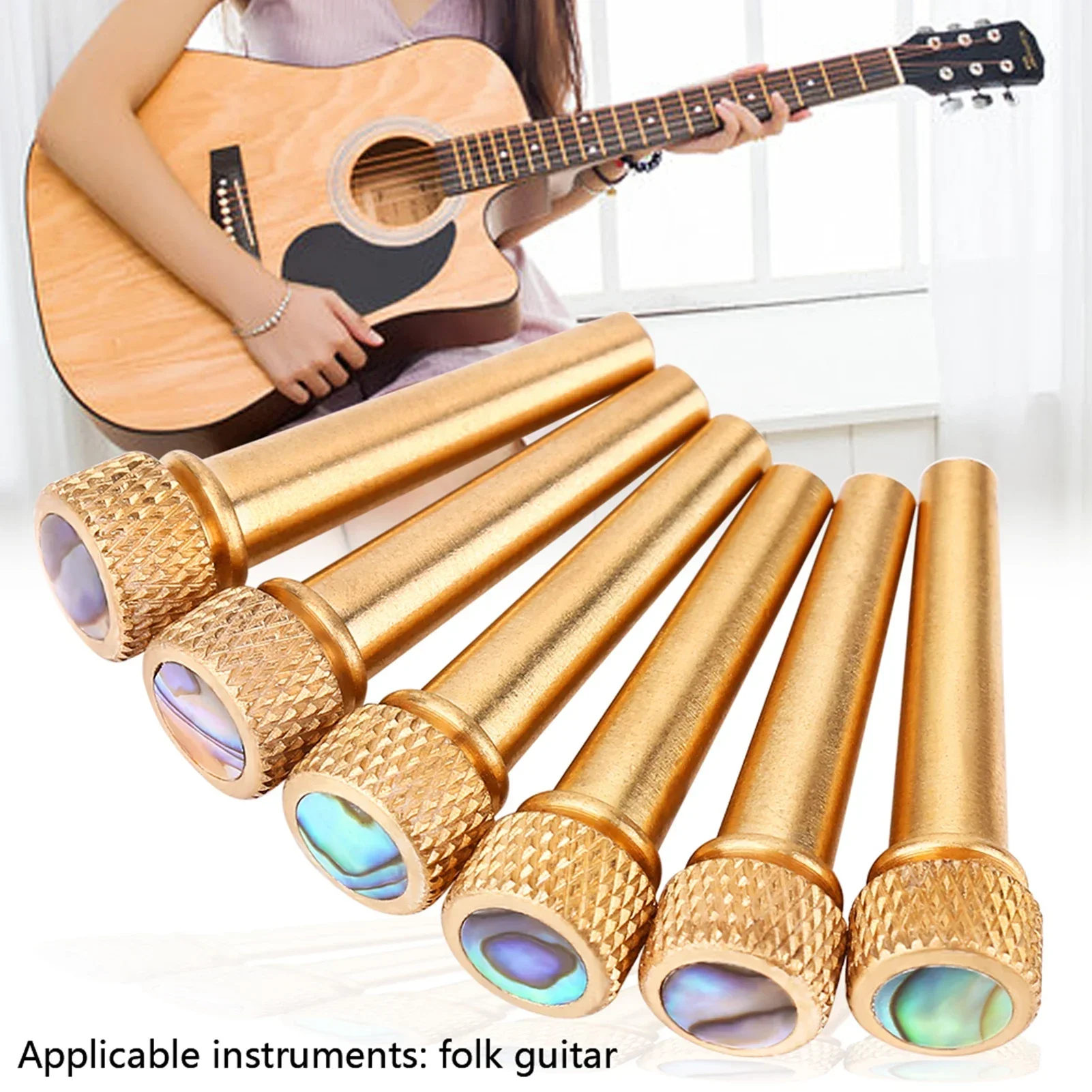 Jeu de goupilles de pont en laiton et ormeau, accessoires pour salariés folk acoustique, 6 pièces