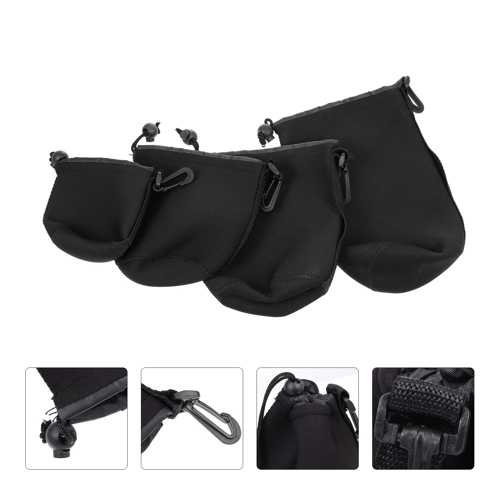 4 قطعة حافظة تخزين العدسات المدمجة لينة الداخلية سميكة الخارجي النيوبرين لعدسات الكاميرا امتصاص الصدمات الغبار حامي العدسة الحقيبة