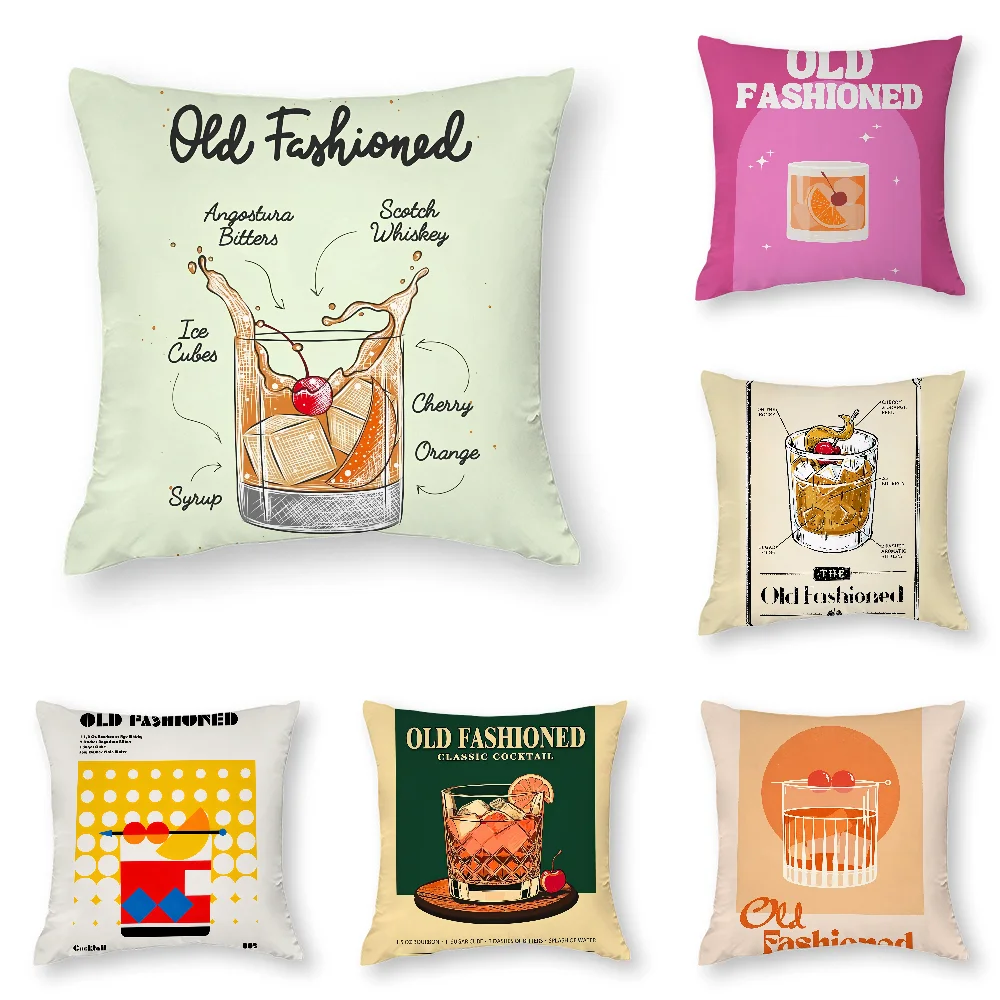 

Old Fashioned Cocktail Pillow Case 3D Print Polyester Fiber 40*40 cm Home Sofa Throw Pillow Cover Decoration Festival Gift