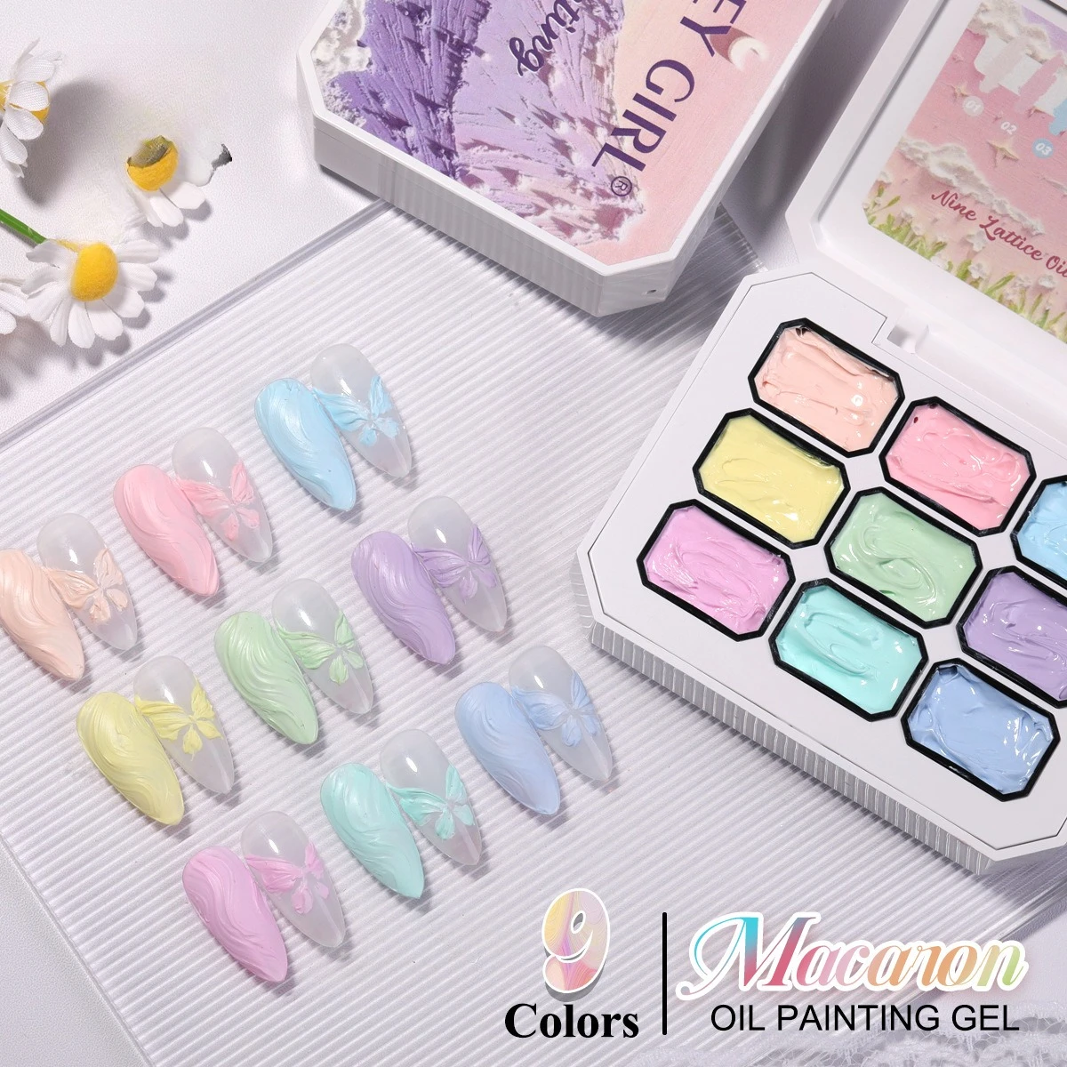 9-شبكة معكرون النفط اللوحة الصلبة هلام مسمار الفن الصباغ-لا مسح ثلاثية الأبعاد محكم النفط اللوحة تصاميم DIY بها بنفسك عمليات تجميل الأظافر شعبية