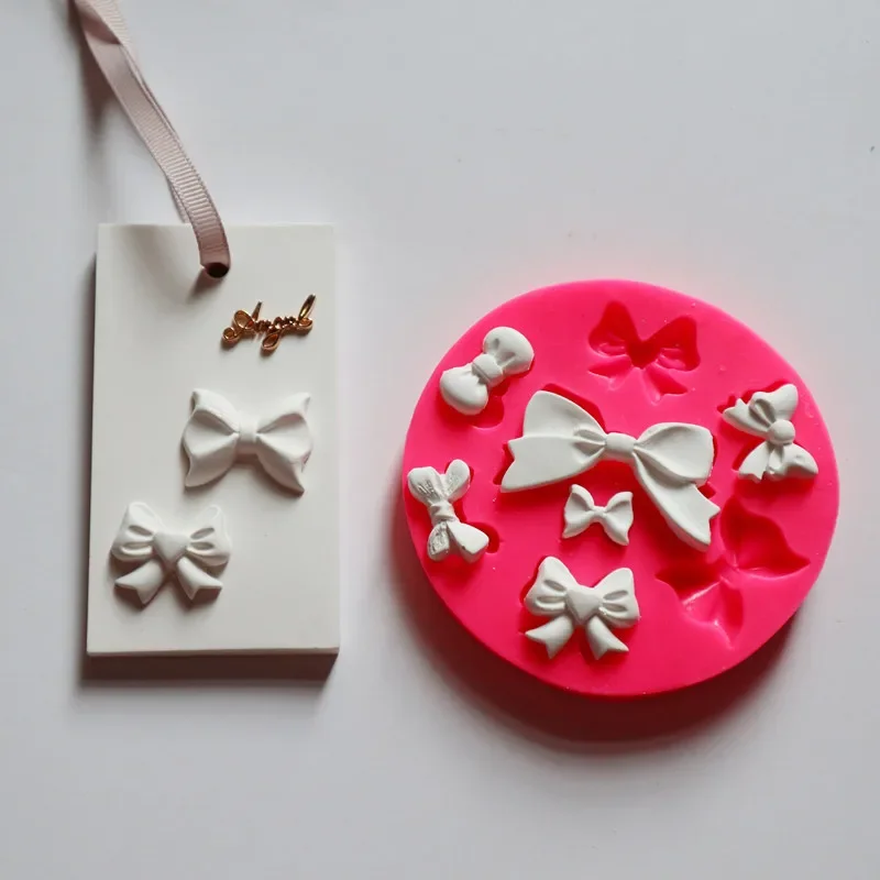 New Fondant Chocolate Silicone Mold Bow Bowknot Design Cake Deco DIY Fondant Cake Bow Silicone Mold Clay Aroma Gypsum Mold