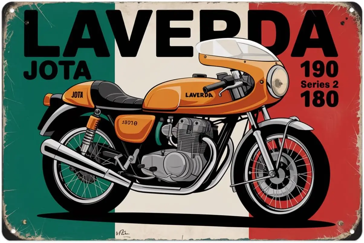 Laverda Jota 190 Series 2 Motorcycle tin sign Vintage Italian Cafe Racer Metal Sign Suitable for garage decoration, man cave, ba