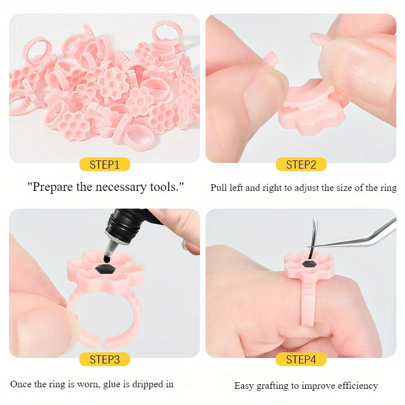 50PCS/Pack New Eyelash Extensions Special Honeycomb drip Glue Cup Positive and Negative Available Glue delay Cup, women wedding
