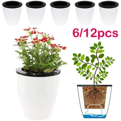 6/12Pcs Lazy Hydroponic Flower Pot Automatic Water-Absorbing Flowerpot With Cotton Rope for Indoor Plants Plastic Self Watering