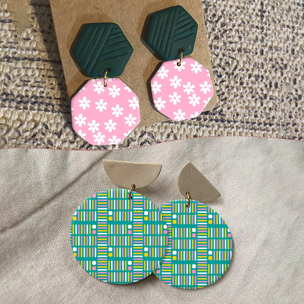 

Dandelion Flower Shivering Dots Line Pattern Soft Ceramic Earrings Water Transfer Paper Sticker For Jewelry Making