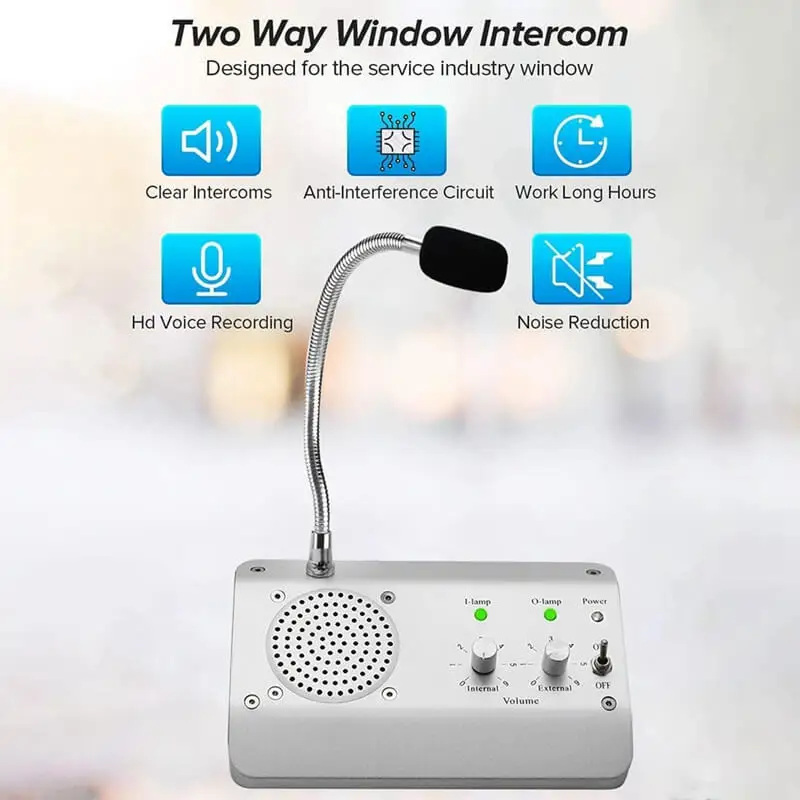 Window Speaker System Dual Way Window Microphone Intercom Speaker Intercom System bank equipment For Business/Office/School