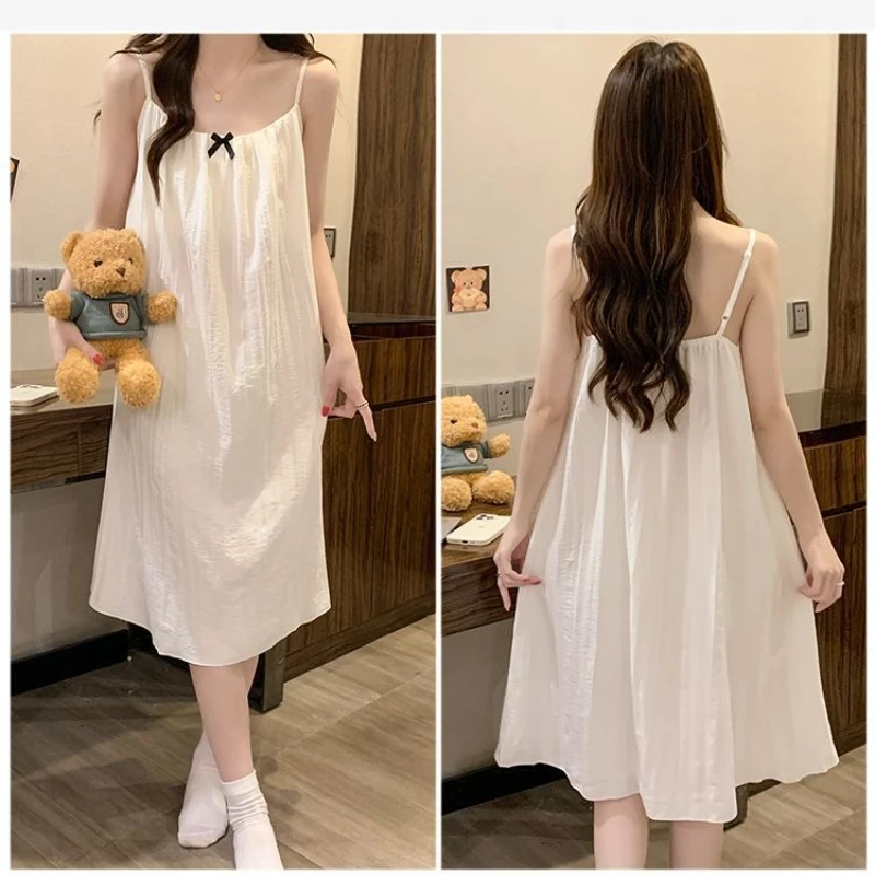 Женская одежда для сна больших размеров 5XL, летняя ночная рубашка Kawaii без рукавов с накладкой на грудь, однотонная свободная ночная рубашка принцессы, рубашка на бретельках