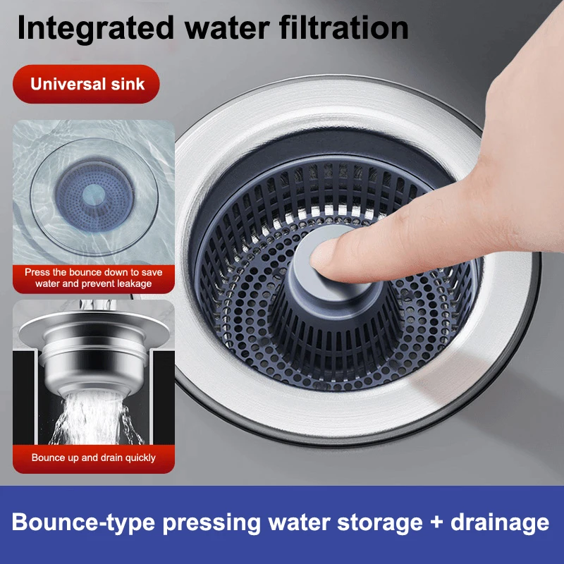 New Kitchen Sink Strainers With Handle Stopper Sink Drain Basket Stainless Steel Mesh Filter Waste Hole Trap Strainer