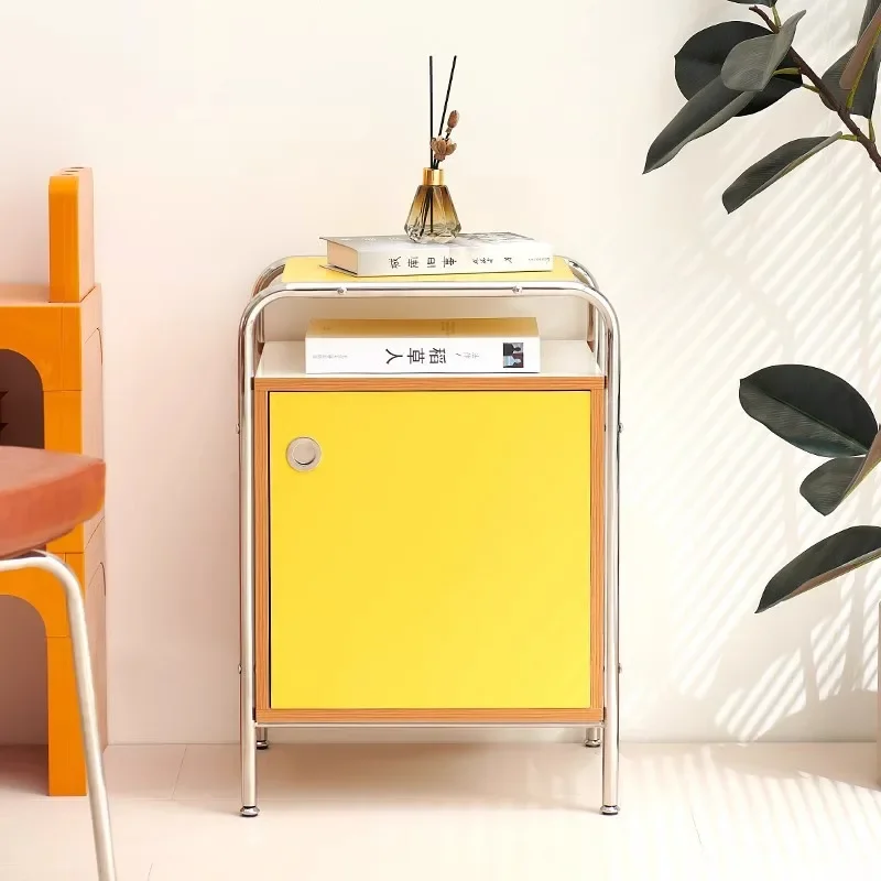 中世韓国風インスタイルベッドサイドテーブル北欧シンプルリビングルームソファサイドキャビネット収納ロッカー