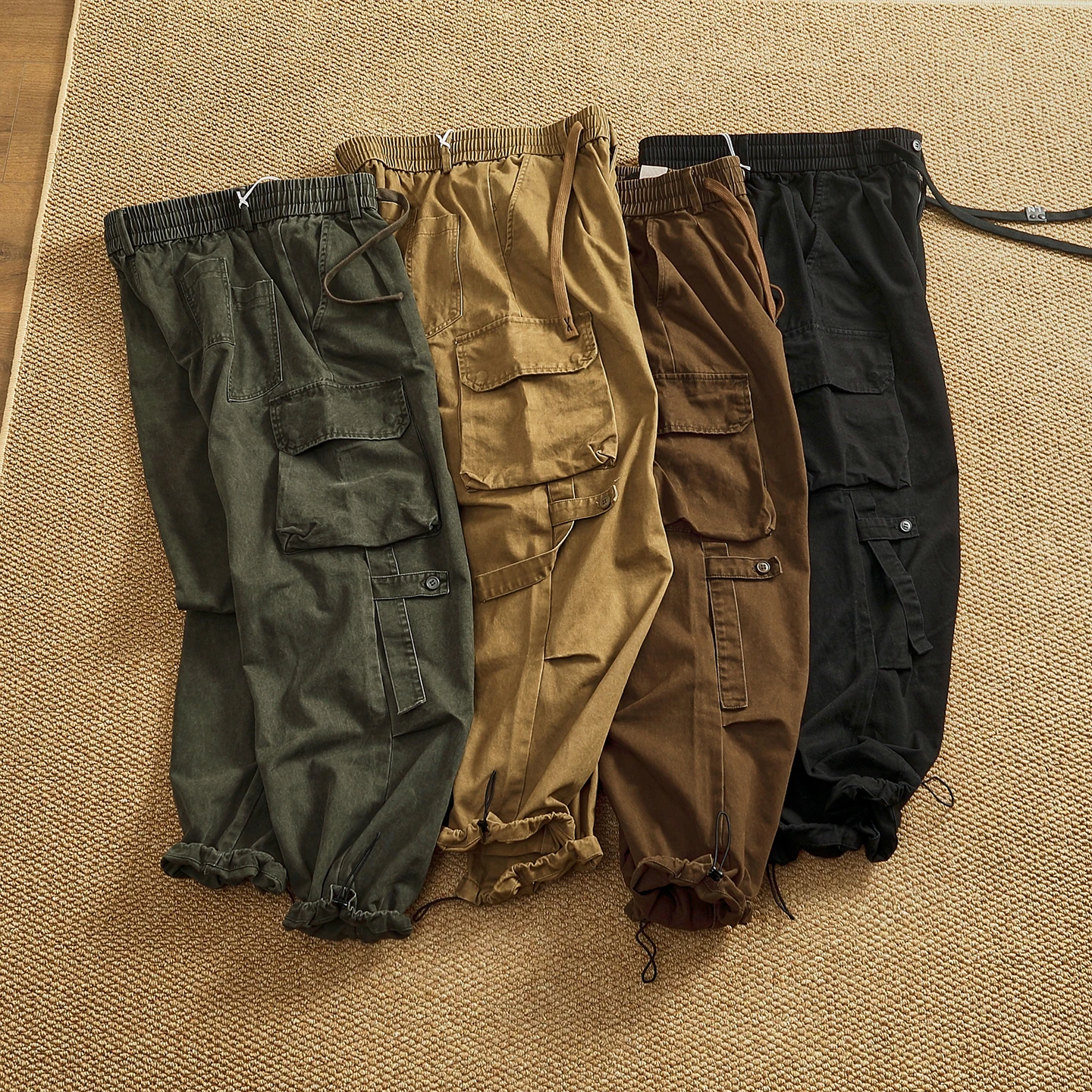 

American Sle Casual Work Pants Men's Vintage Military Sle Paratrooper Pants Summer Multi-ket Loose Dstring Trousers