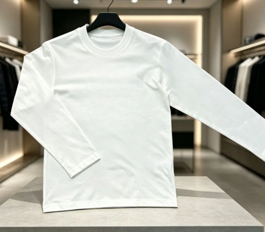 Spring autumn long-sleeve loose unisex round-neck versatile couple tops for men women, breathable comfort casual wear.