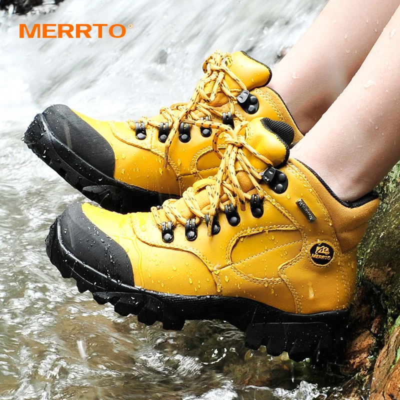 MERRTO Cowhide waterproof Outdoor women Hiking Shoes Breathable Climbing Women Sneakers Trekking Hunting Tourism Mountain boots