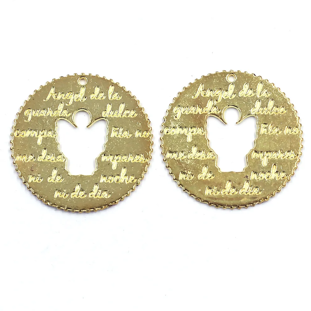 

5Pcs Gold Plated Angel Of The Guard Connectors Necklaces Jewelry Accessories Handicrafts Supplies DIY 31x1mm